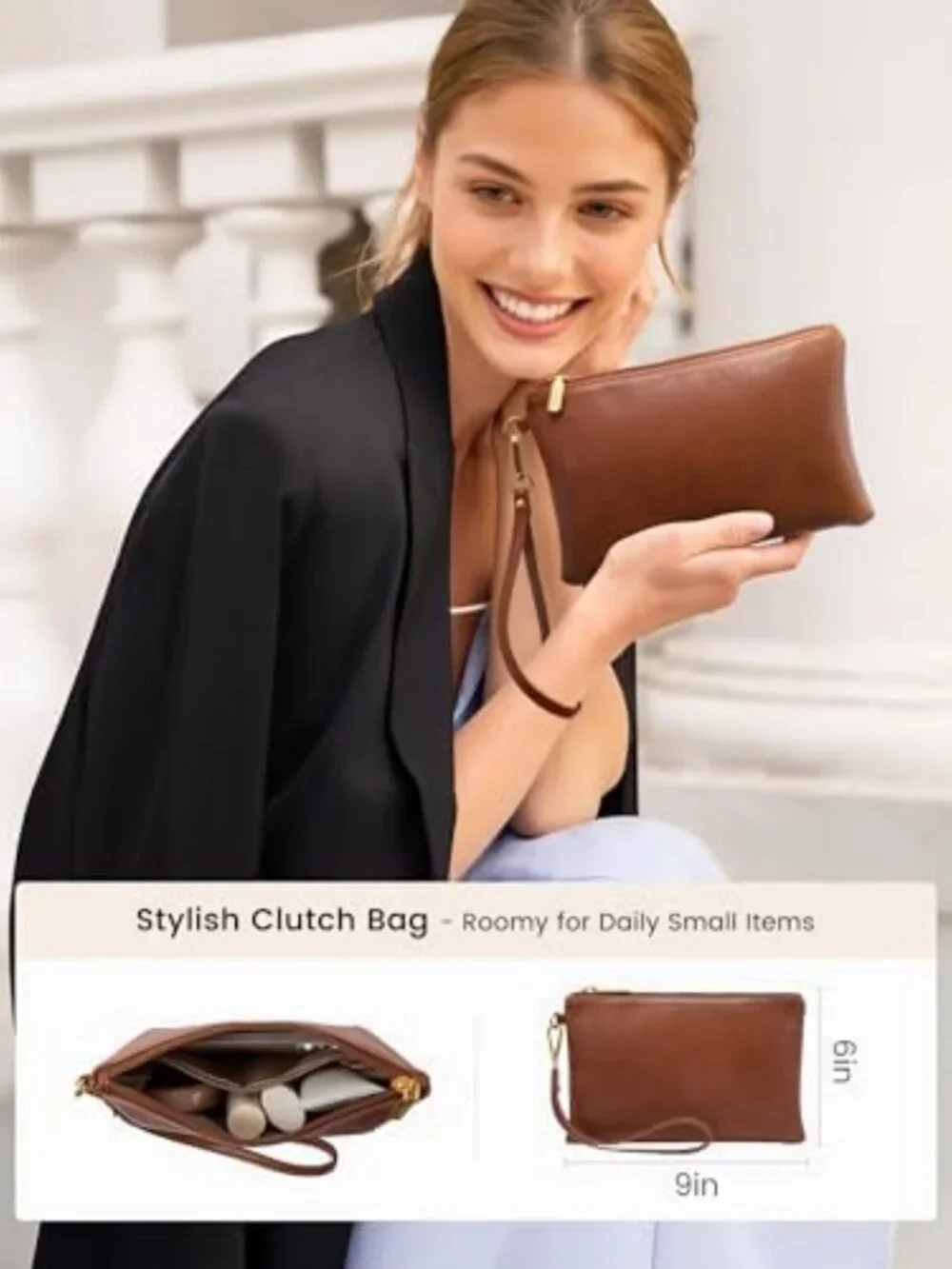 Stylish Waterproof Laptop Bag for Women - Vintage Work Tote with Wristlet